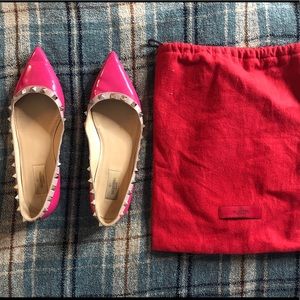 Valentino hot pink rockstud flats, size 40